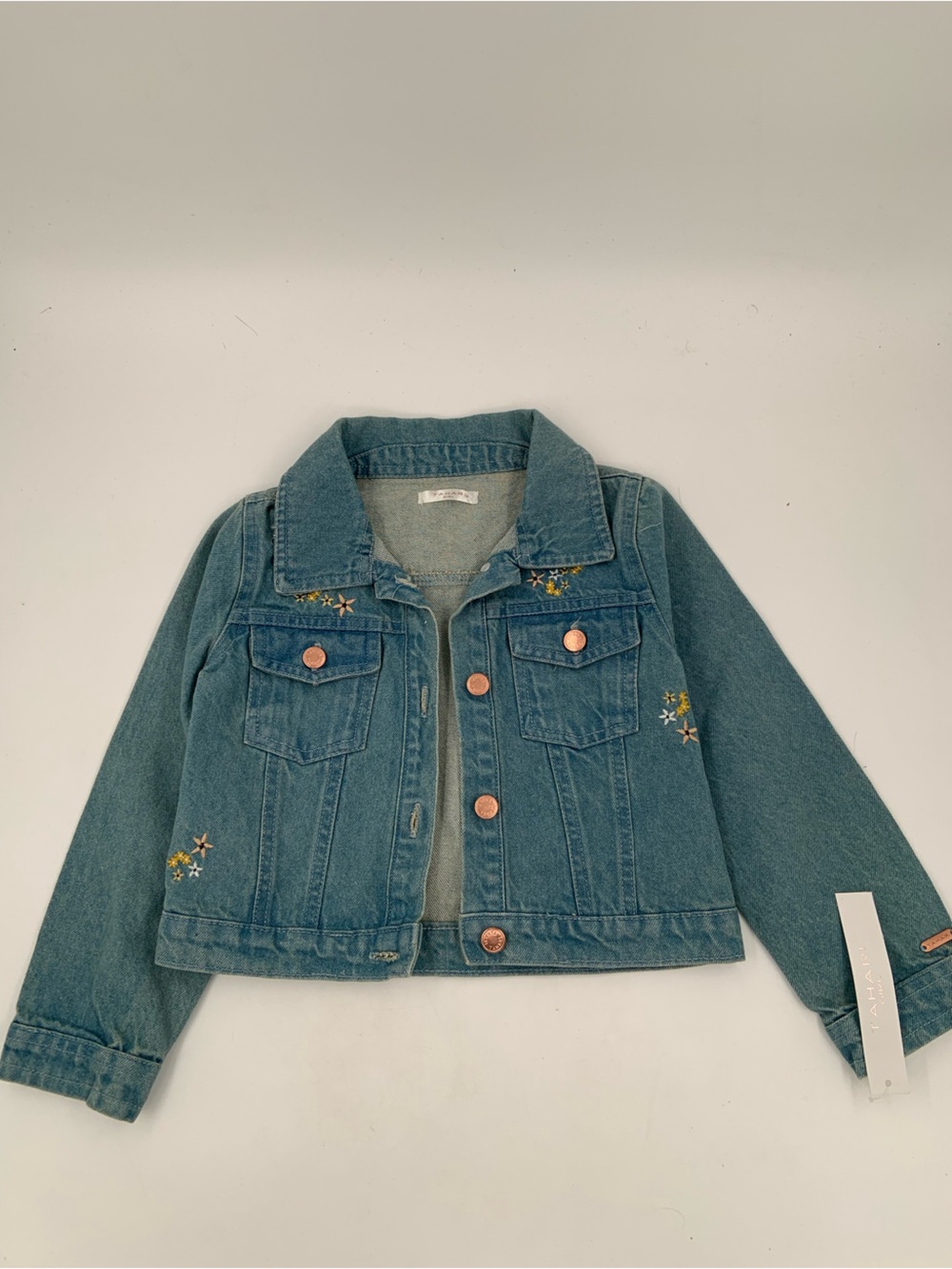 Tahari Girls' Embroidered Blue Denim Jacket - NWT - Size 5